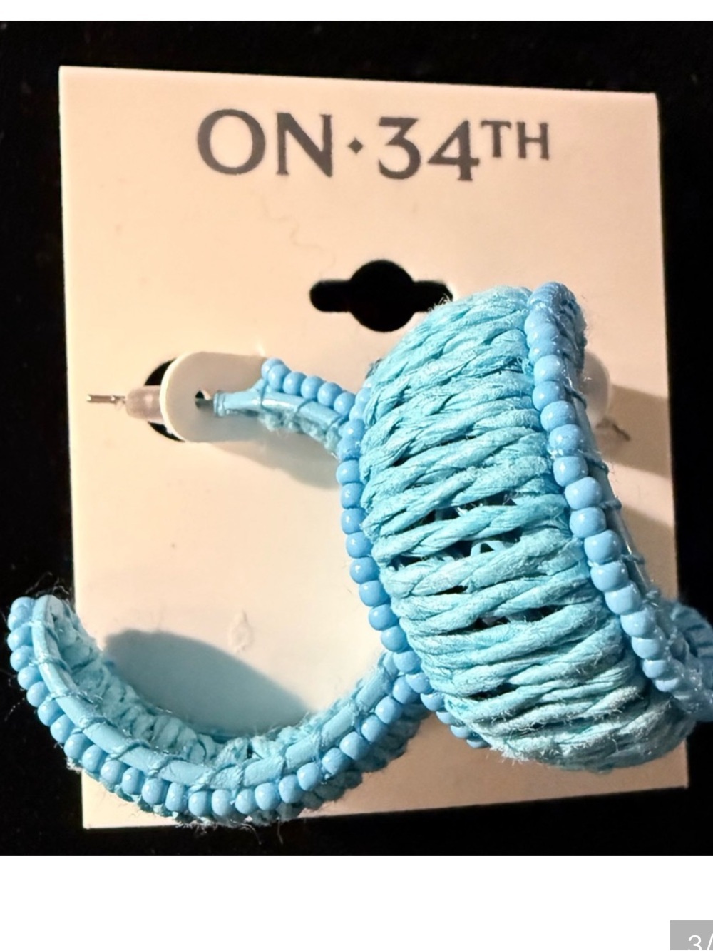 On 34 th Sky Blue Woven Hoop Earrings new